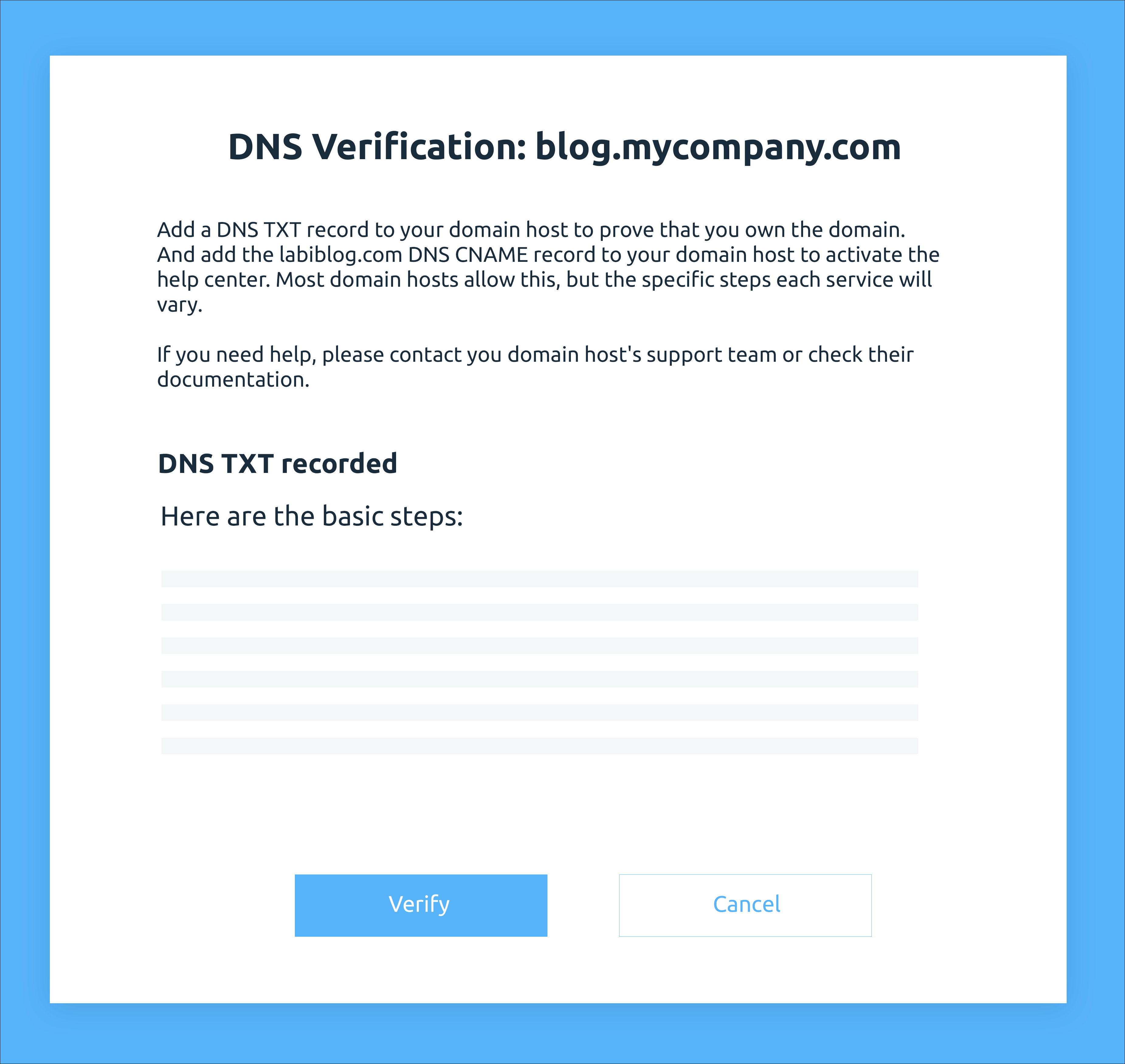 Blog Custom Domain DNS Verification Instructions